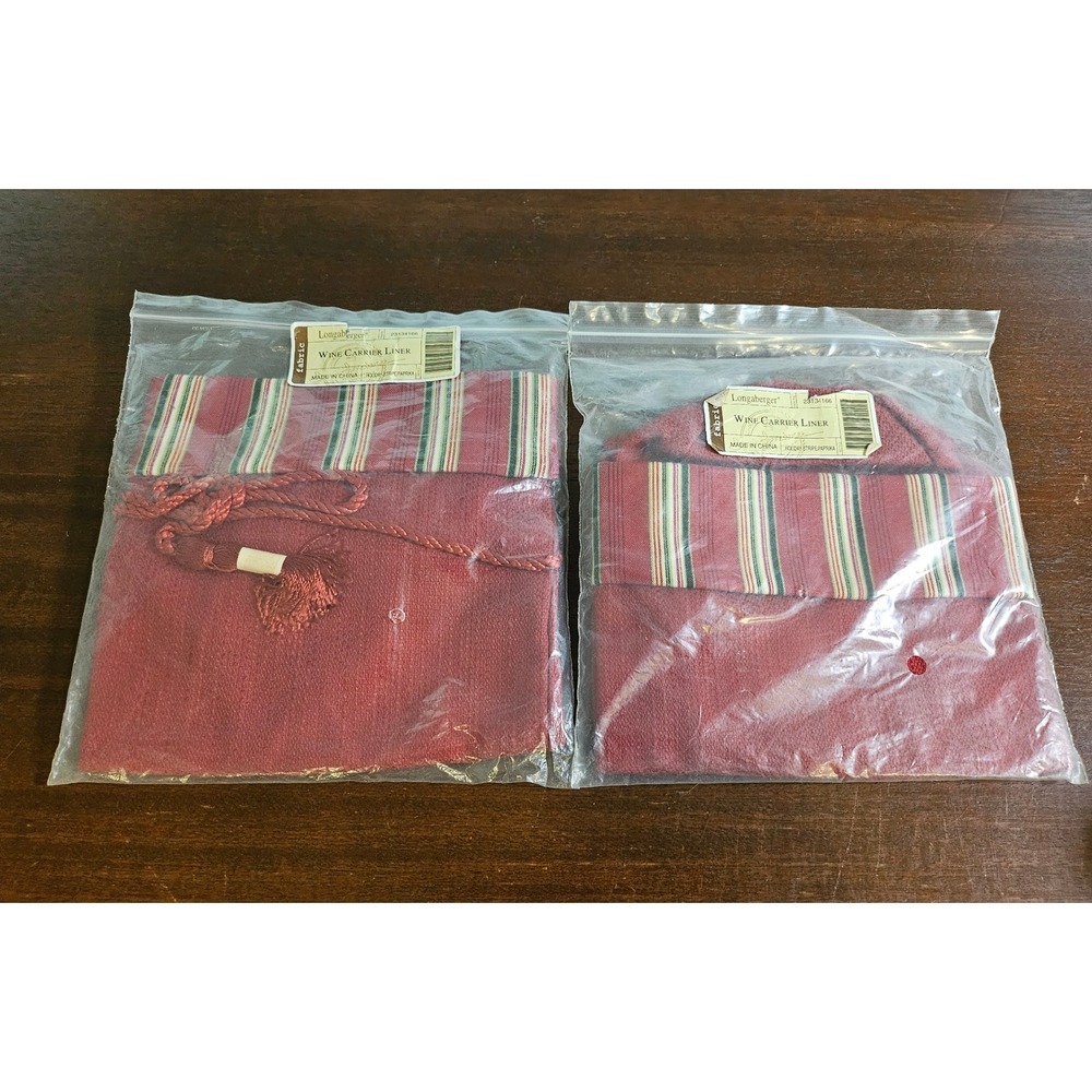 Longaberger Holiday Stripe Spirits Gift Bag Holder Set of 2